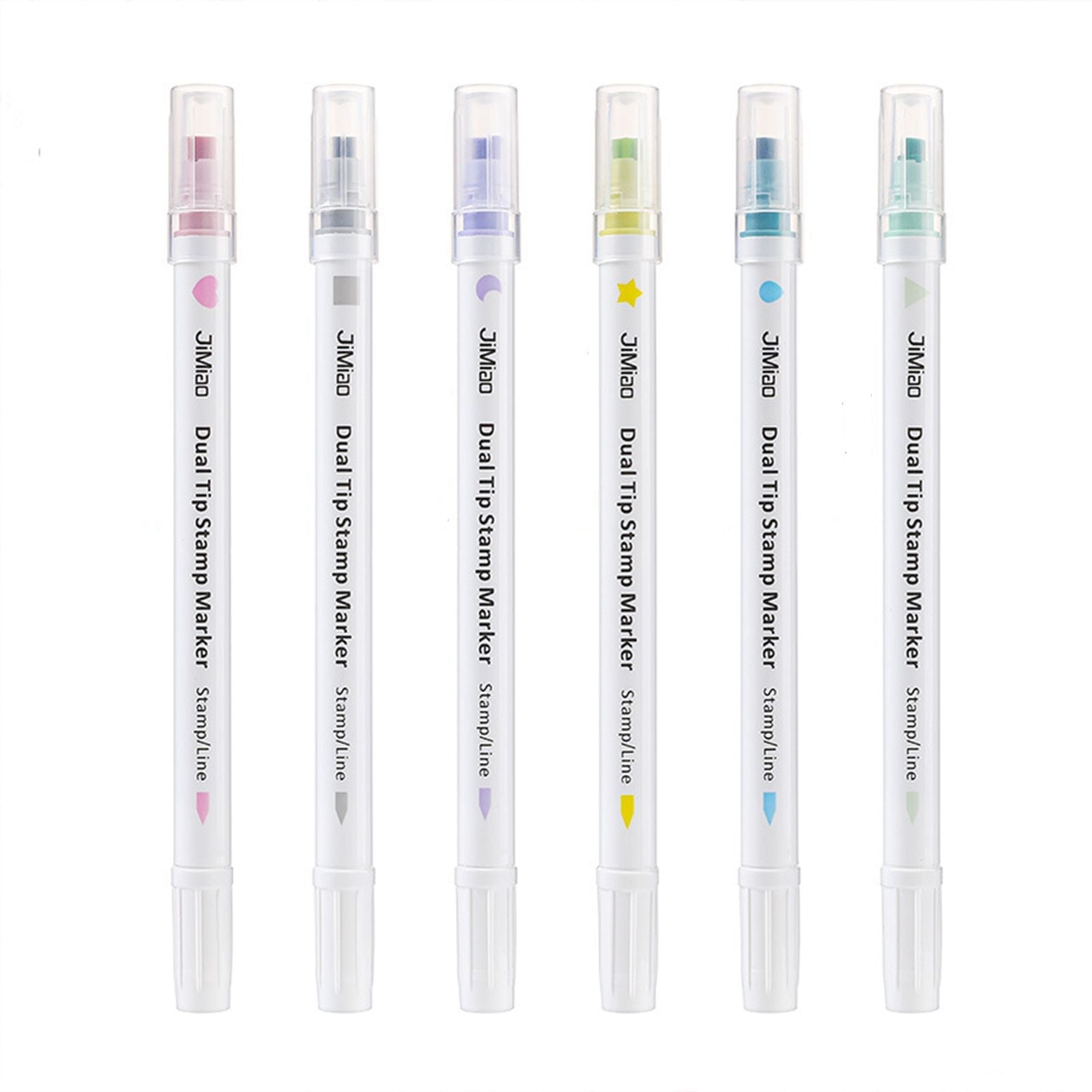 6pcs Double Tip Permanent Marker Set,6.7*.04inch Seal Colorful Pens,Dual Tip Stamp/Line Marker Pen