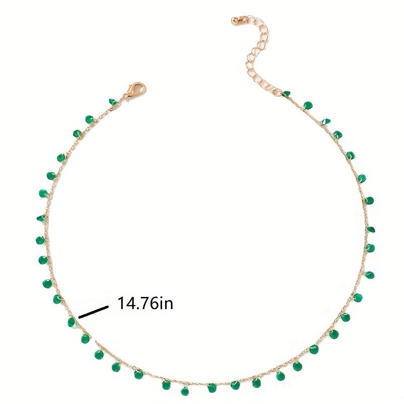 St. Patrick's Day Vintage Irregular Green Pendant Necklace Neck Chain Choker