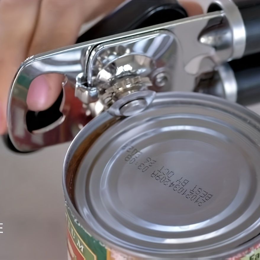 1pc, Heavy Duty Stainless Steel Jar and Bottle Opener - Adjustable and Smooth Edge Manual Hand Held Can Opener for Easy Opening - Perfect for Kitchen and Back to School Supplies