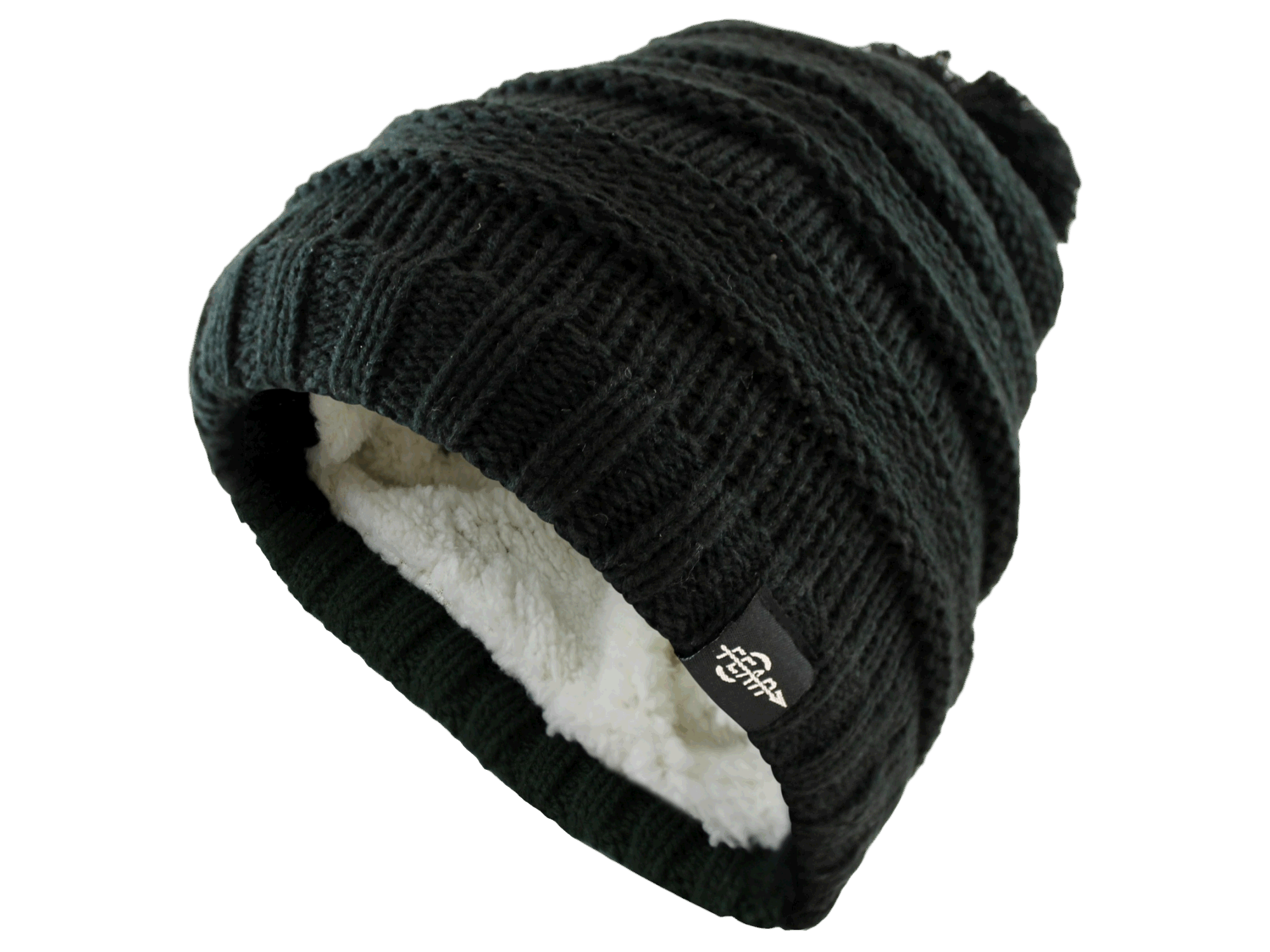 Fear0 NJ Warmest Plush Insulated Black Knit Cable Toddler/Girls/Kids Beanie Hat