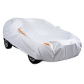 VEVOR Car Cover, Car Cover Waterproof for Dodge Challenger Full Size Sedan, Custom-fit All Weather Sun Rain Wind Dust Snow Protection Full Exterior Covers with Door Zipper and Cotton Lining, Silver