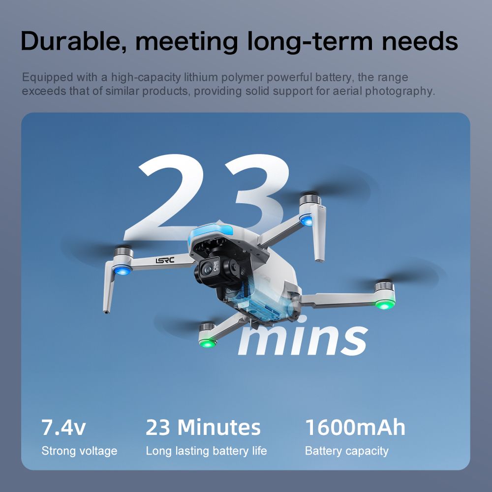 S-X1 GPS Drone, 20-30 Minute Flight, Dual HD 50fps Cameras, 3-Axis Gimbal, 5MP Stabilized Images, Auto Low Power Return, Large Screen Remote