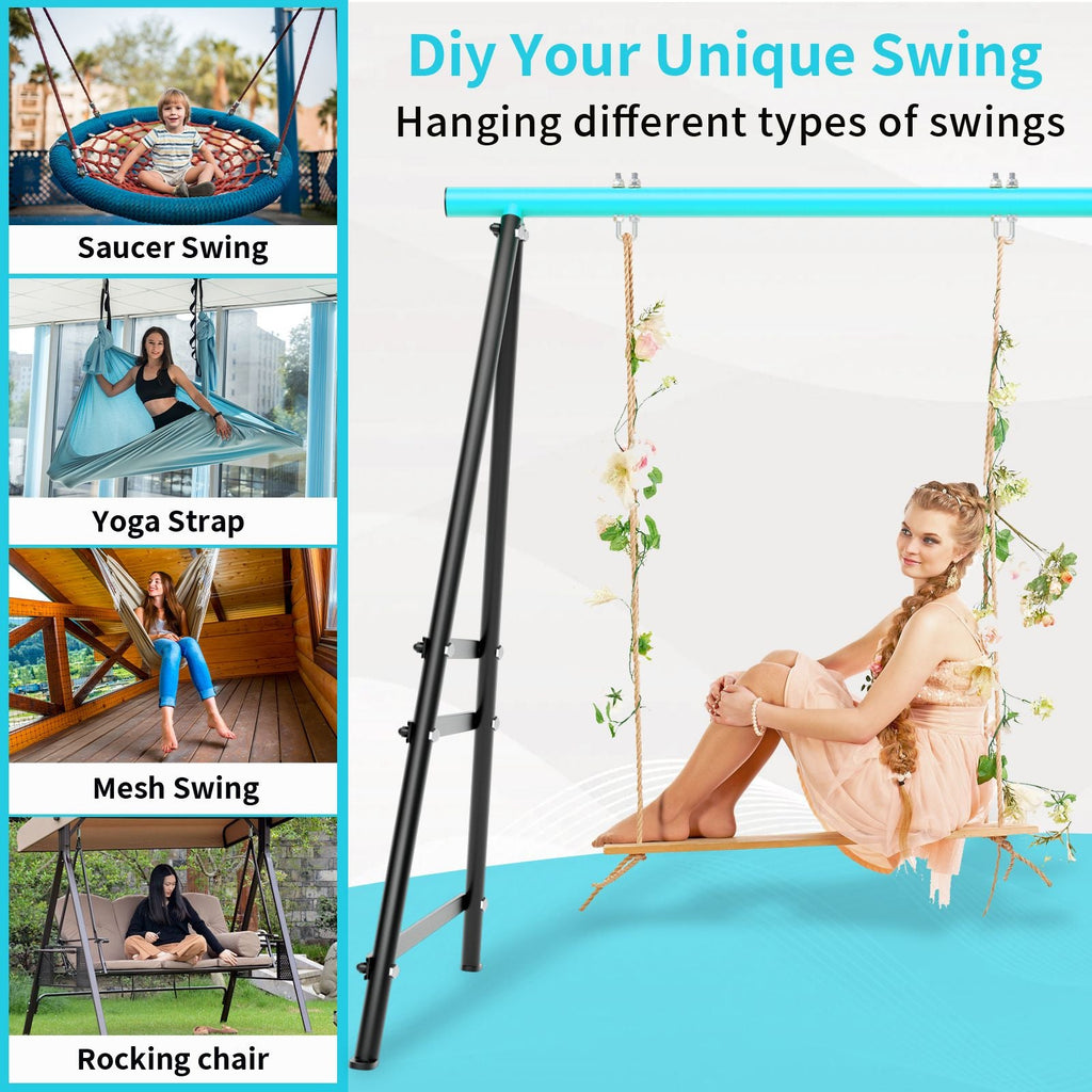 Metal Swing Stand Swing Sets for Backyard,Powder Coated Swing Frame of Swing Set with Extra Side Bars,880 Lbs Heavy-Duty A-Frame Outdoor Swing Fits Swing Chair,Porch Swing