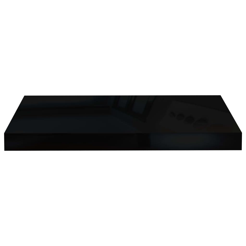 Wall Shelf Set of 2 High gloss black Honeycomb MDF, metal