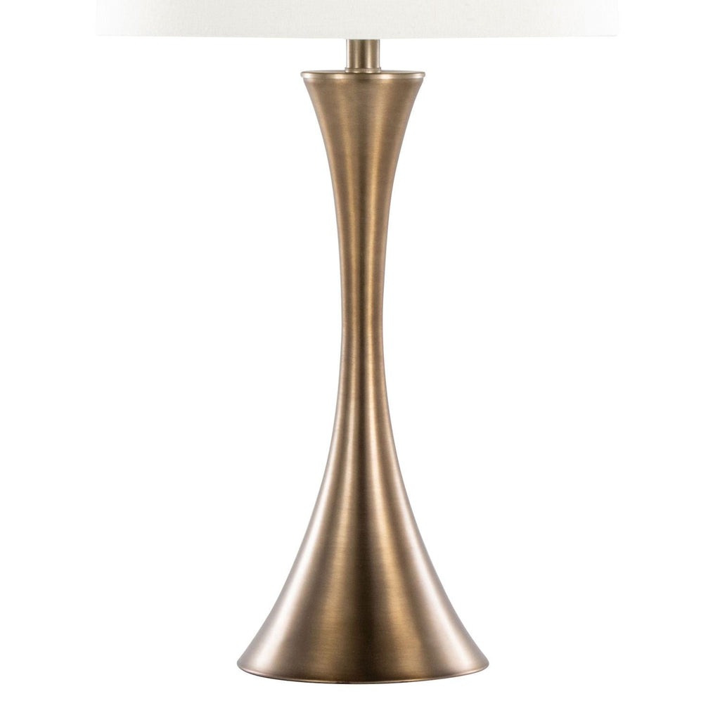 Lenuxe 29" Contemporary Metal Table Lamp in Matte Golden Bronze with Off-White Linen Shade from Grandview Gallery by - Set of 2
