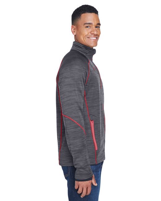 Men's Flux Mélange Bonded Fleece Jacket - CARBON/ OLY RED - S