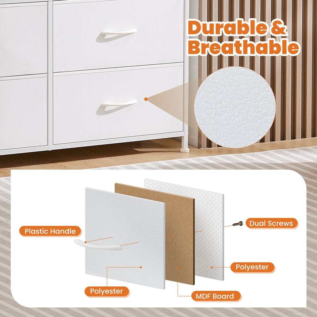 Dresser for Bedroom with 8 Drawers Tall Dresser & Chest of Drawers Fabric Dresser with Wood Top and Sturdy Steel Frame