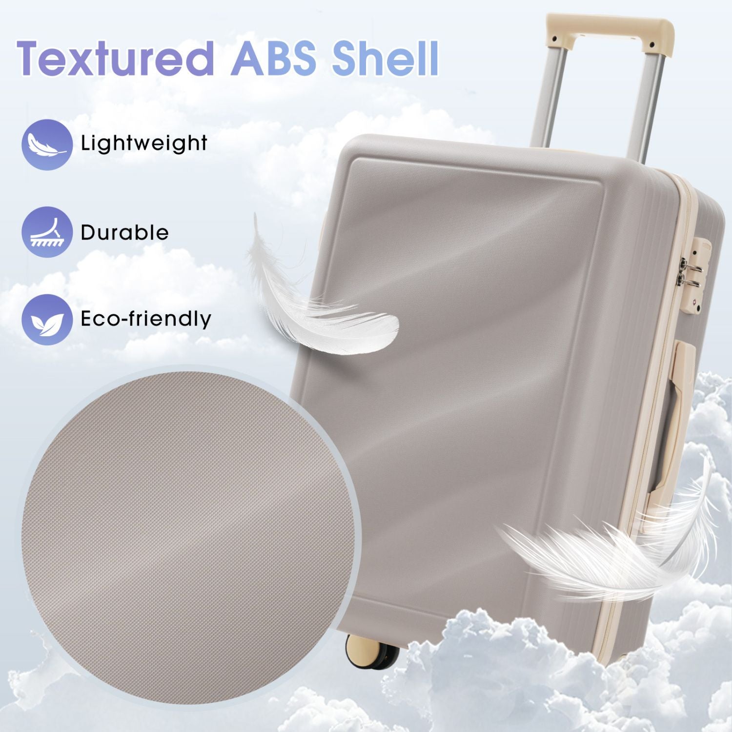 Luggage Set 3 Piece, Lightweight Durable ABS Suitcases with Spinner Wheels and TSA Lock, Carry-on & Checked Travel Luggage (20"/24"/28")