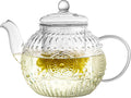 Vintage Glass Teapot, Tea Kettle with Removable Infuser 32OZ/1000ml, Borosilicate Glass Pot -Stovetop Safe, Blooming & Loose Leaf Tea Maker Set
