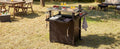 K&K 39.5" Outdoor Grill Cart with Storage Cabinet, Outdoor Bar Cart Pizza Oven Table with Wheels, Stainless Steel Top, Outdoor Kitchen Island with Spice & Paper Rack for BBQ, Waterproof Cover Included
