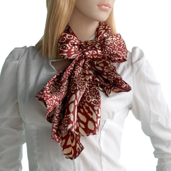 Blando Red & Ivory Distinctive Leopard Animal Print Fashion Soft Silk Scarf/Wrap/Shawl(Large)