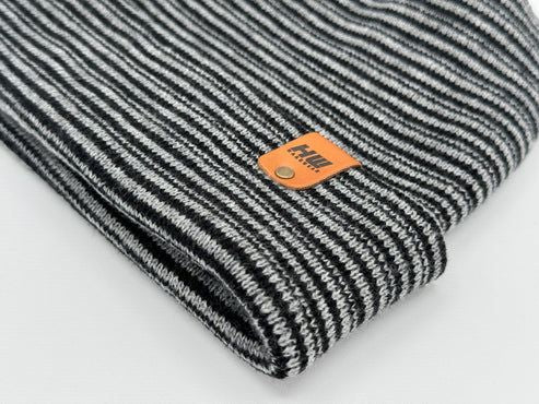 Modern Theta Stitch Contrast Cuffed Beanie (Patent Pending Design)-Gray/Black, Made in USA