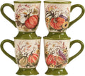 Harvest Morning Set of 4 Ceramic Mugs – Sip coffee, tea, or hot cocoa in cozy autumn style with these beautifully detailed mugs, perfect for crisp mornings and holiday moments 16 oz