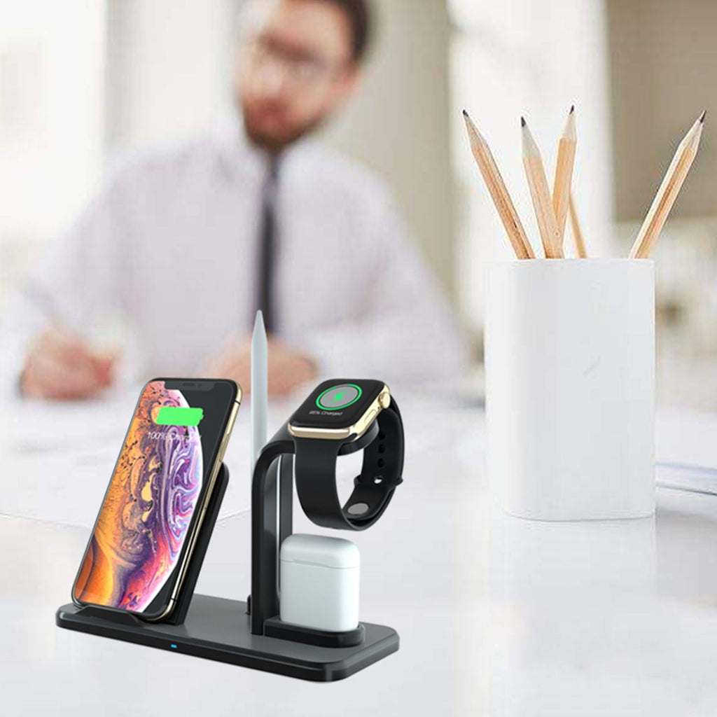 Besegad 4 in 1 Assemable Fast Wireless Charging Stand Dock Station for iPhone XS Max Apple Pencil iWatch Series 1 2 3 4 Airpods