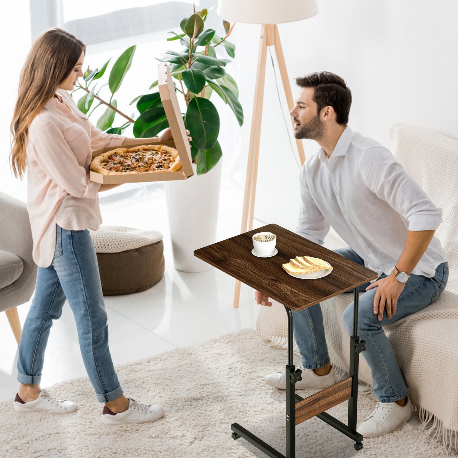 C Side Table 3-Tier Laptop Desk Small Slim Snack Side Table for Couch Bed Sofa for Small Spaces Living Room Bedroom