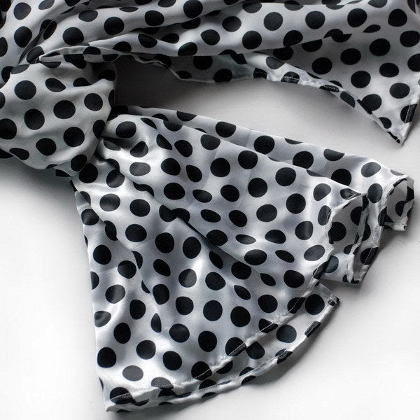 Blando Lovely Black Spots & White Base Design Super Soft Silk Scarf/Wrap/Shawl(Large)