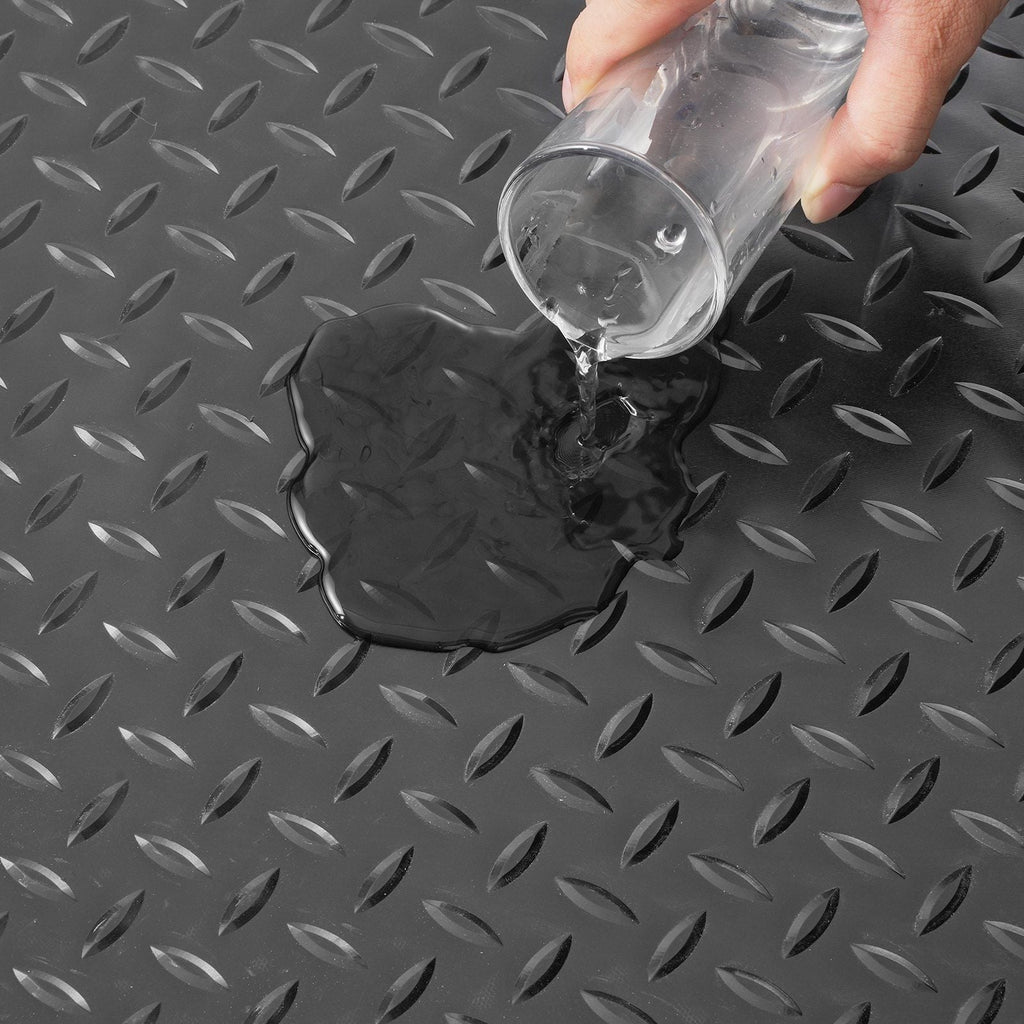 VEVOR Garage Floor Mats 2 Rolls 17 x 3.6 Ft Garage Mat 2.5mm Thickness Black Garage Flooring PVC Garage Mats for Under Car