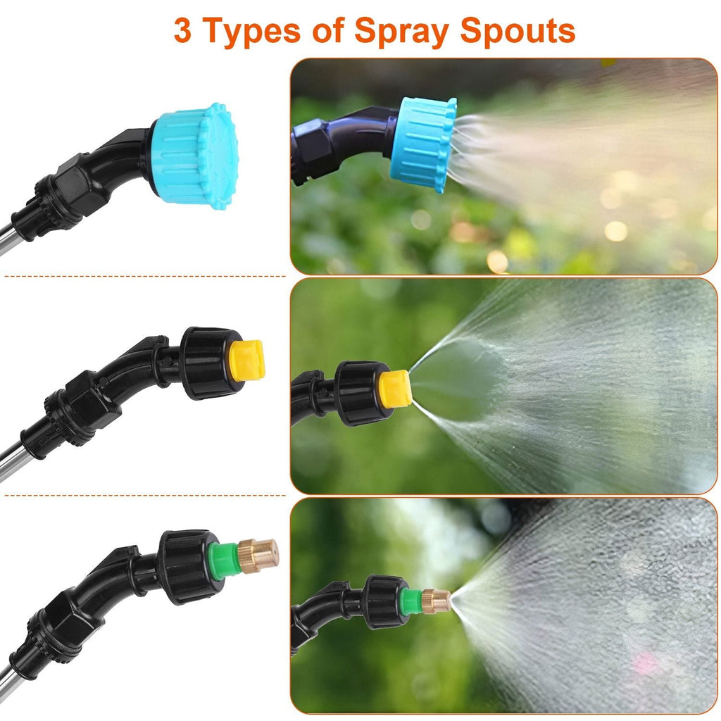 5L/1.3Gallon Electric Plant Sprayer Telescopic Rechargeable Garden Sprayer Automatic Handheld Sprayer with 3 Spray Spouts Shoulder Strap for Cleaning Sterilization
