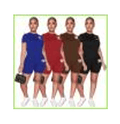 Two Pieces Short Sleeve & Pants Pullover with Side Pockets Set