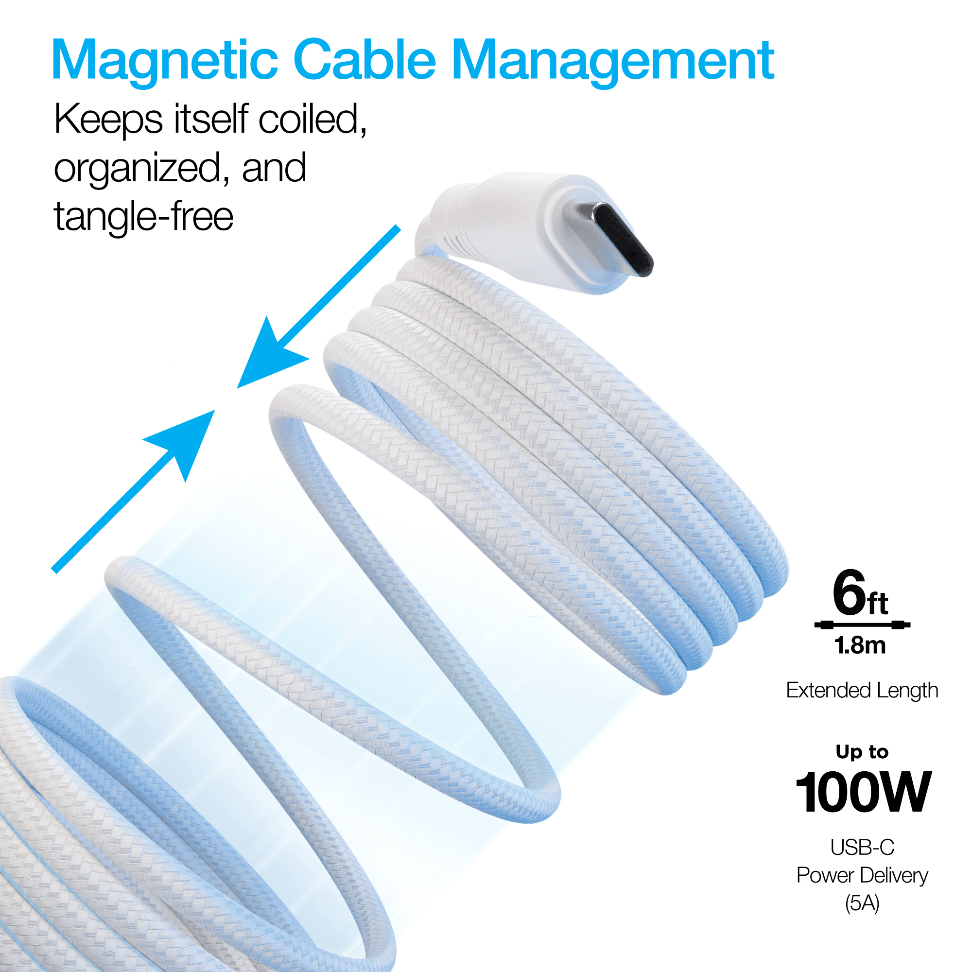 Naztech REcoil USB-C to USB-C Magnetic Cable 6ft