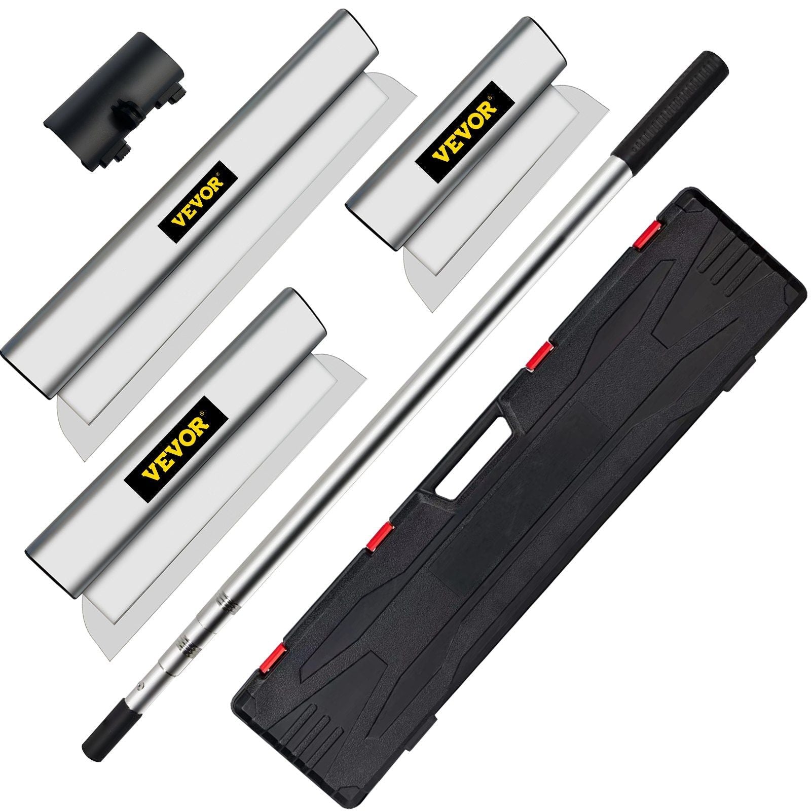VEVOR Skimming Blade Set,10"+24"+32" Blades + 35"-78" Extension Handle, European Stainless Steel Construction Knife, Aluminum Blade Profile Smoothing Knockdown Spatula for Gyprock/Drywall/Wall-Board