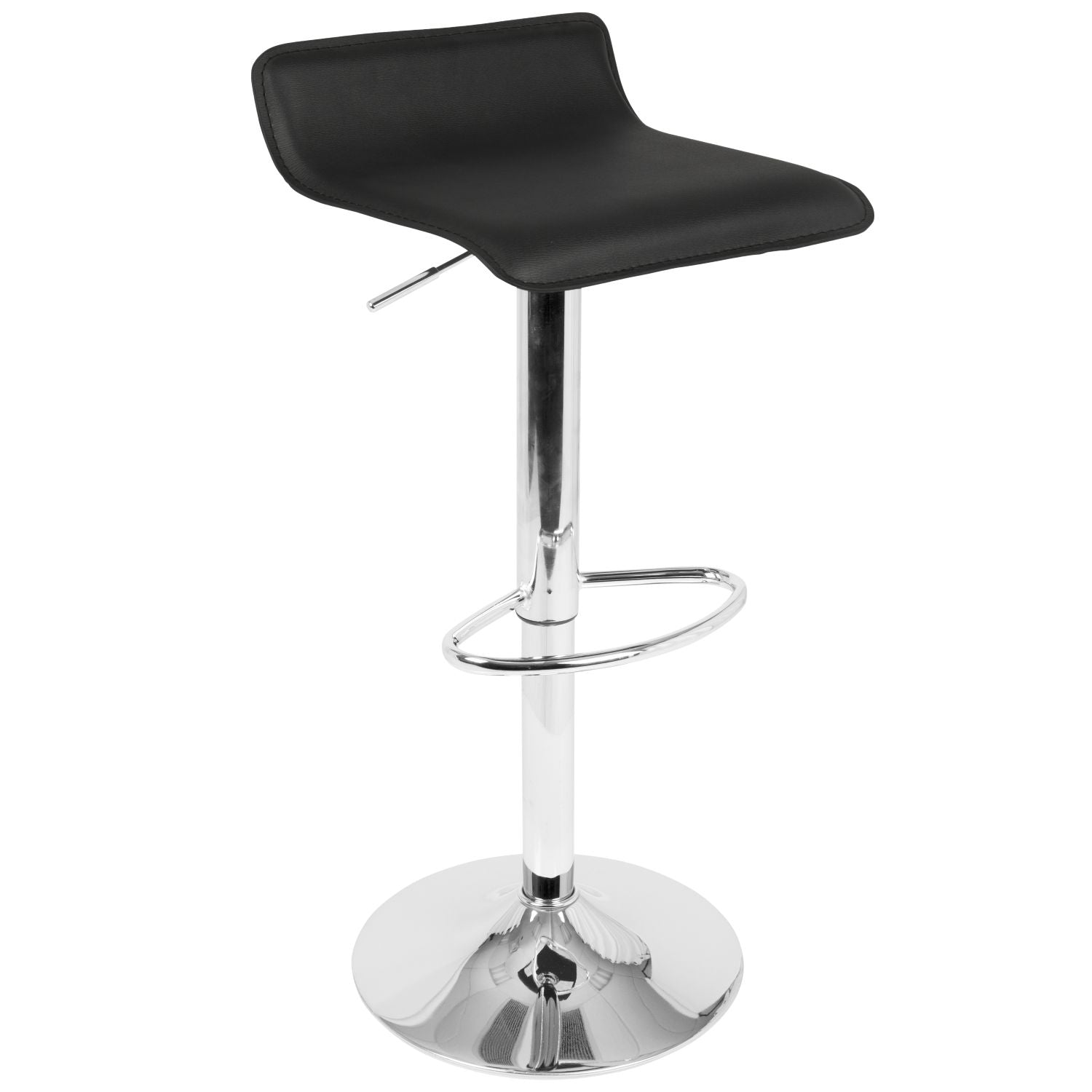 Bistro Square-Ale Contemporary Adjustable Bar Set in Silver and Chrome Metal with Black PVC and Oval Footrest by - 3 Piece