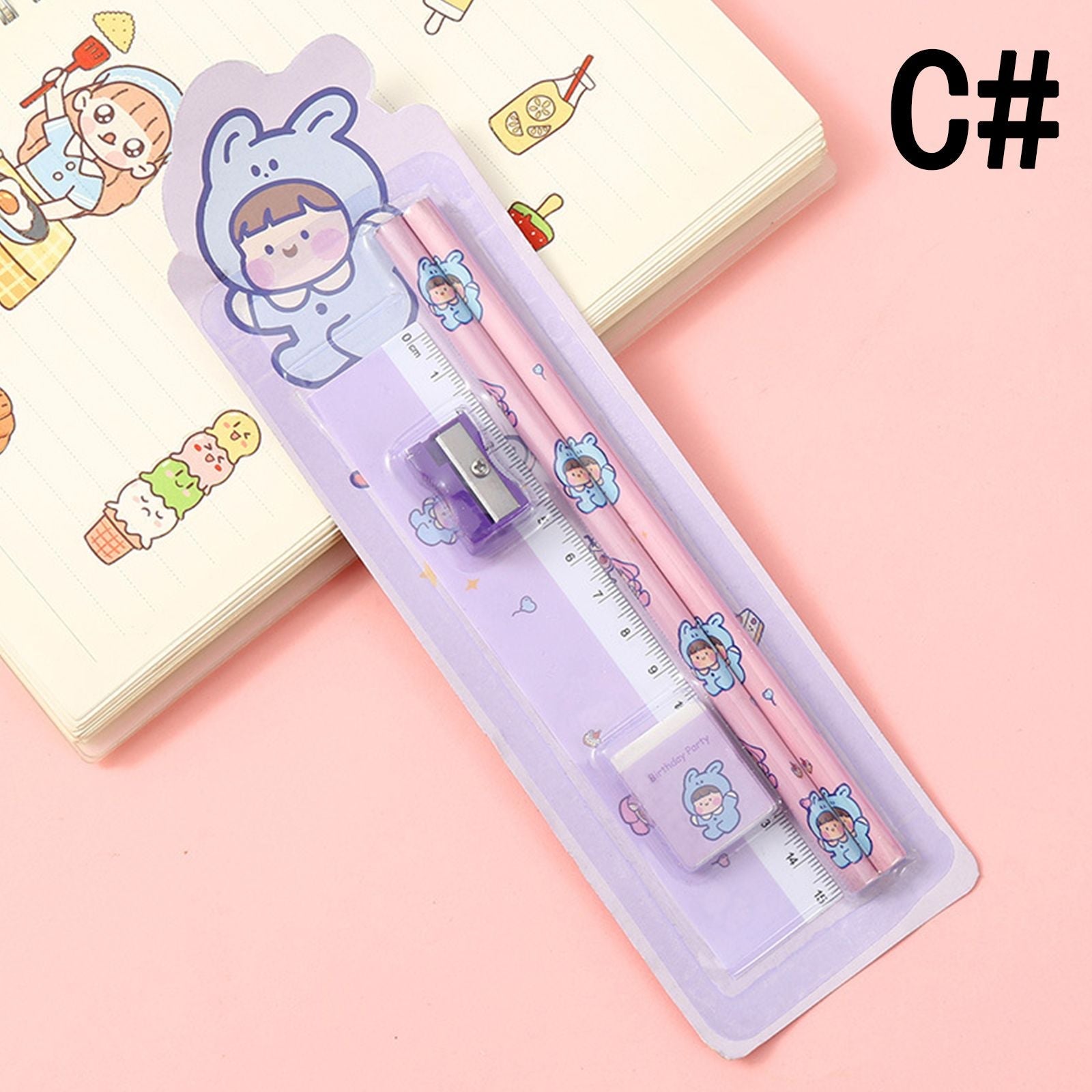 5pcs/Set Cartoon Pencil Set Pencil Funny Writing Tool For Office School
