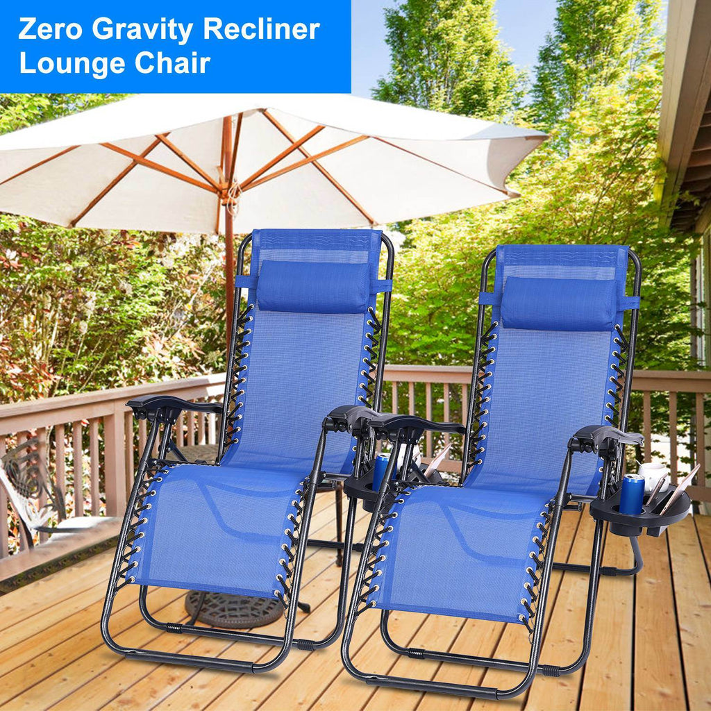 2Packs Zero Gravity Lounge Chair with Dual Side Tray 330lbs Load Foldable Recliner Chair