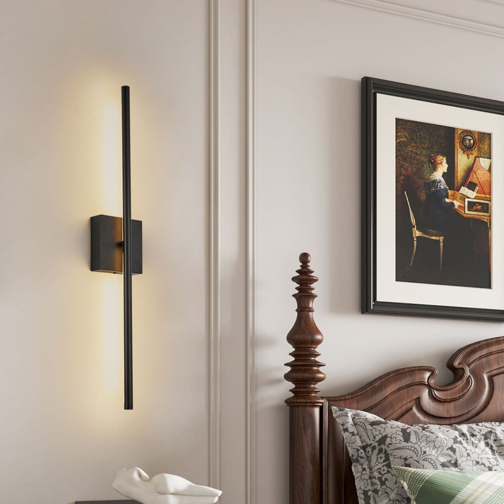 28" 2-Pack Modern LED Wall Sconce, Minimalist Indoor Wall Light Fixtures, Black Matte Finish for Living Room, Bedroom, Hallway, Hotel, and Home Decor