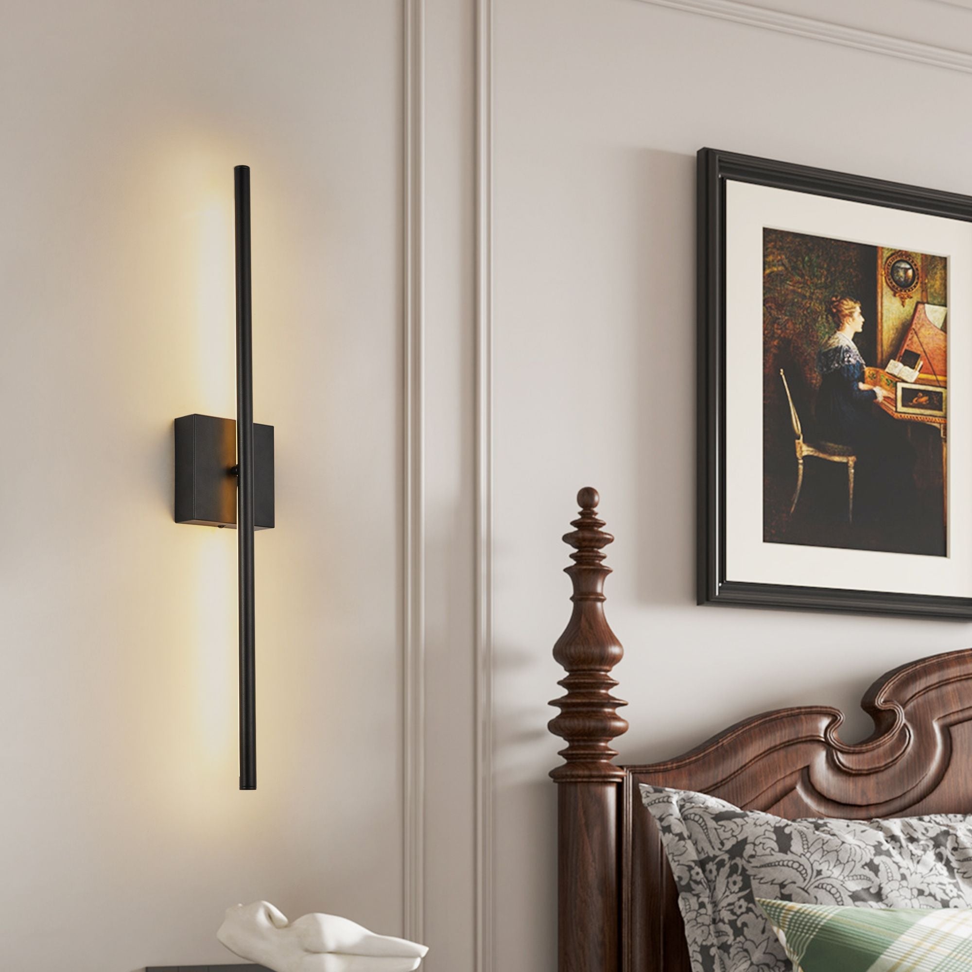 28" 2-Pack Modern LED Wall Sconce, Minimalist Indoor Wall Light Fixtures, Black Matte Finish for Living Room, Bedroom, Hallway, Hotel, and Home Decor