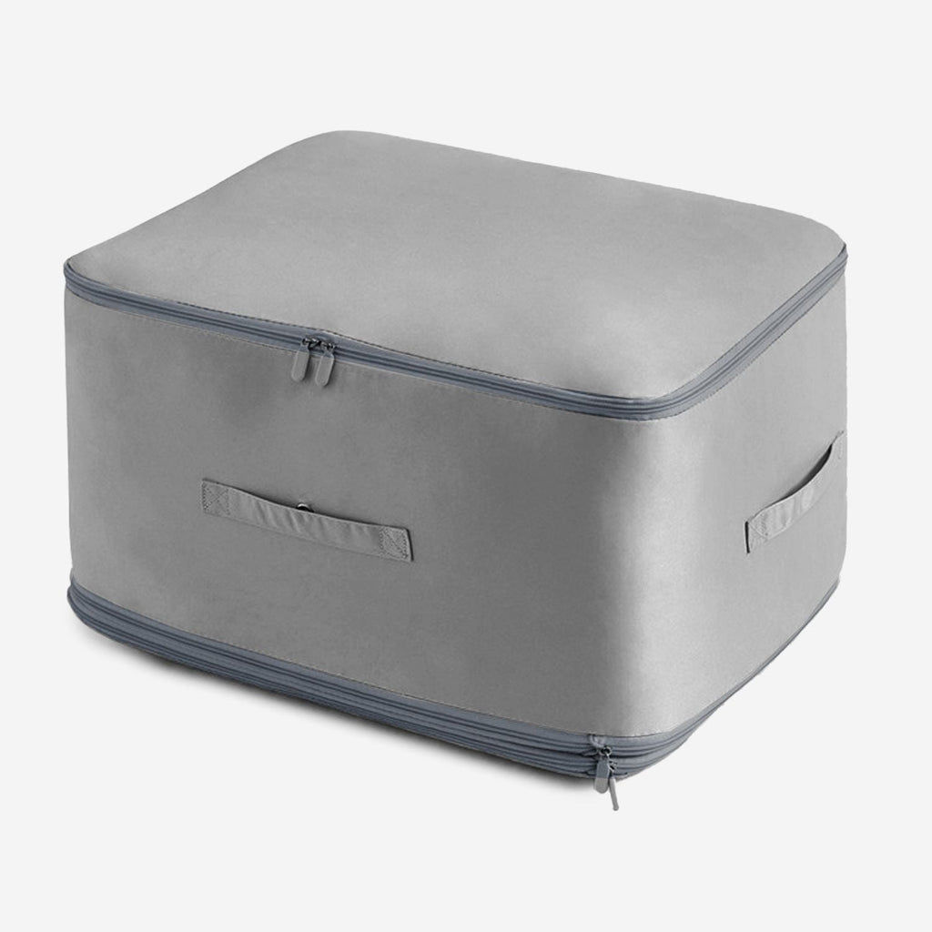 Large Foldable Storage Bag For Comforter Quilt Blanket Clothes Pillows Beddings Self Compression Organizer For Duvet Closet Storage Containers With Dual Zippers