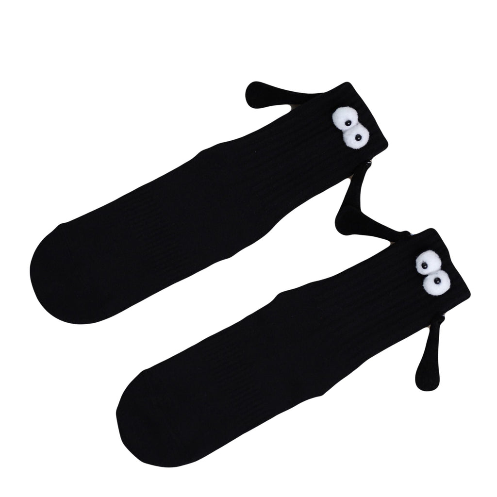 Magnetic Holding Hands Socks with Cartoon Eyes Couples Socks for Valentines Day 1 Pair