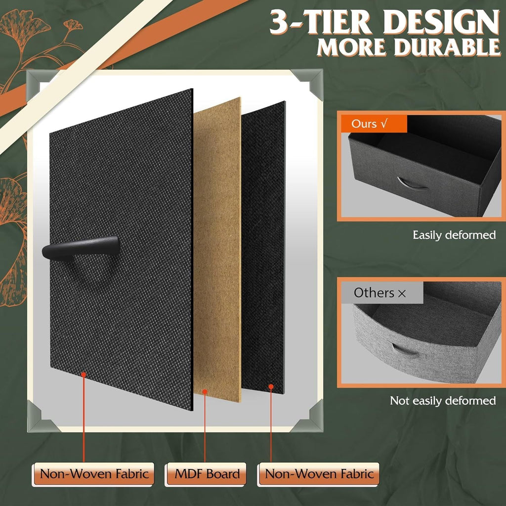 Tall Dresser for Bedroom with 12 Drawers, Dressers & Chests of Drawers, Fabric Dresser for Closet, Living Room, Storage Dressers with Storage Drawers, Steel Frame, Wood Top