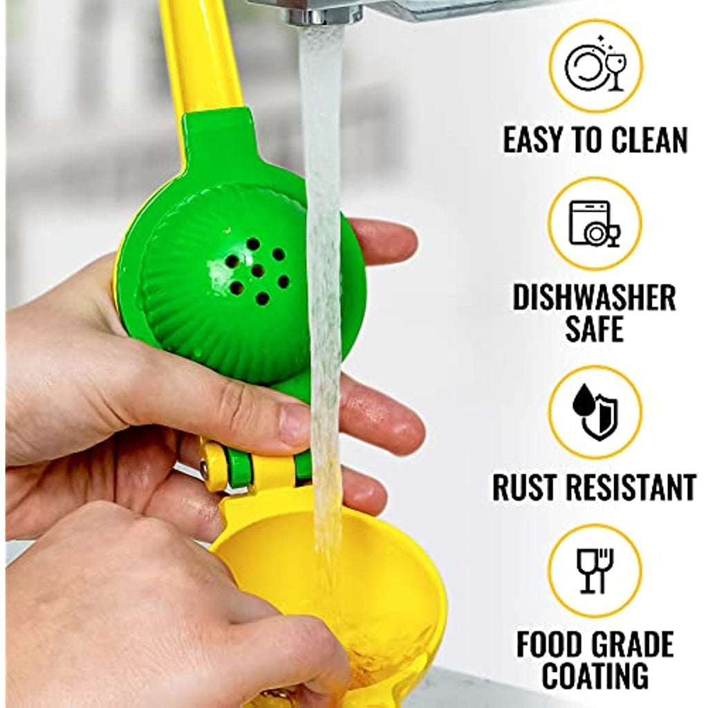 Metal 2-In-1 Lemon Lime Squeezer - Hand Juicer Lemon Squeezer - Max Extraction Manual Citrus Juicer