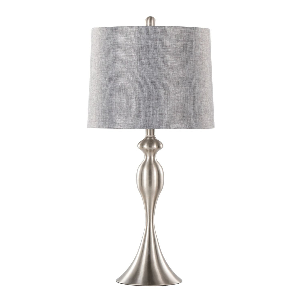 Ashland 27" Contemporary Metal Table Lamp in Brushed Nickel with Grey Textured Linen Shade from Grandview Gallery by - Set of 2
