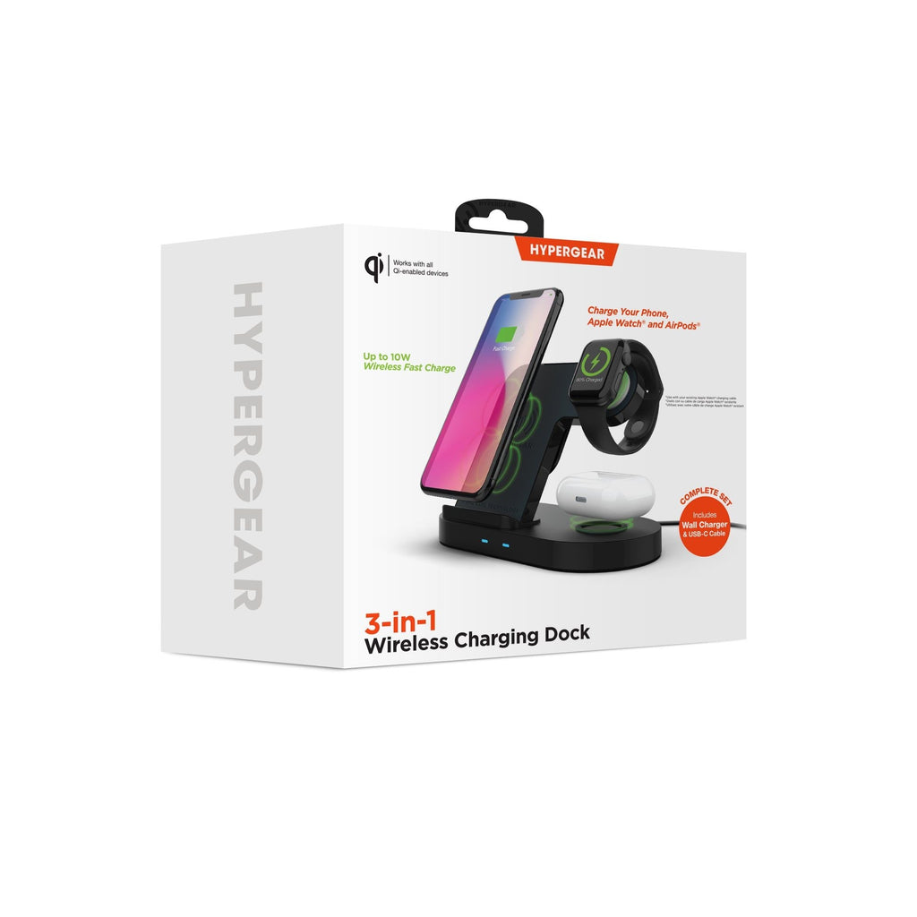 HyperGear 3-in-1 Wireless Charging Dock Black