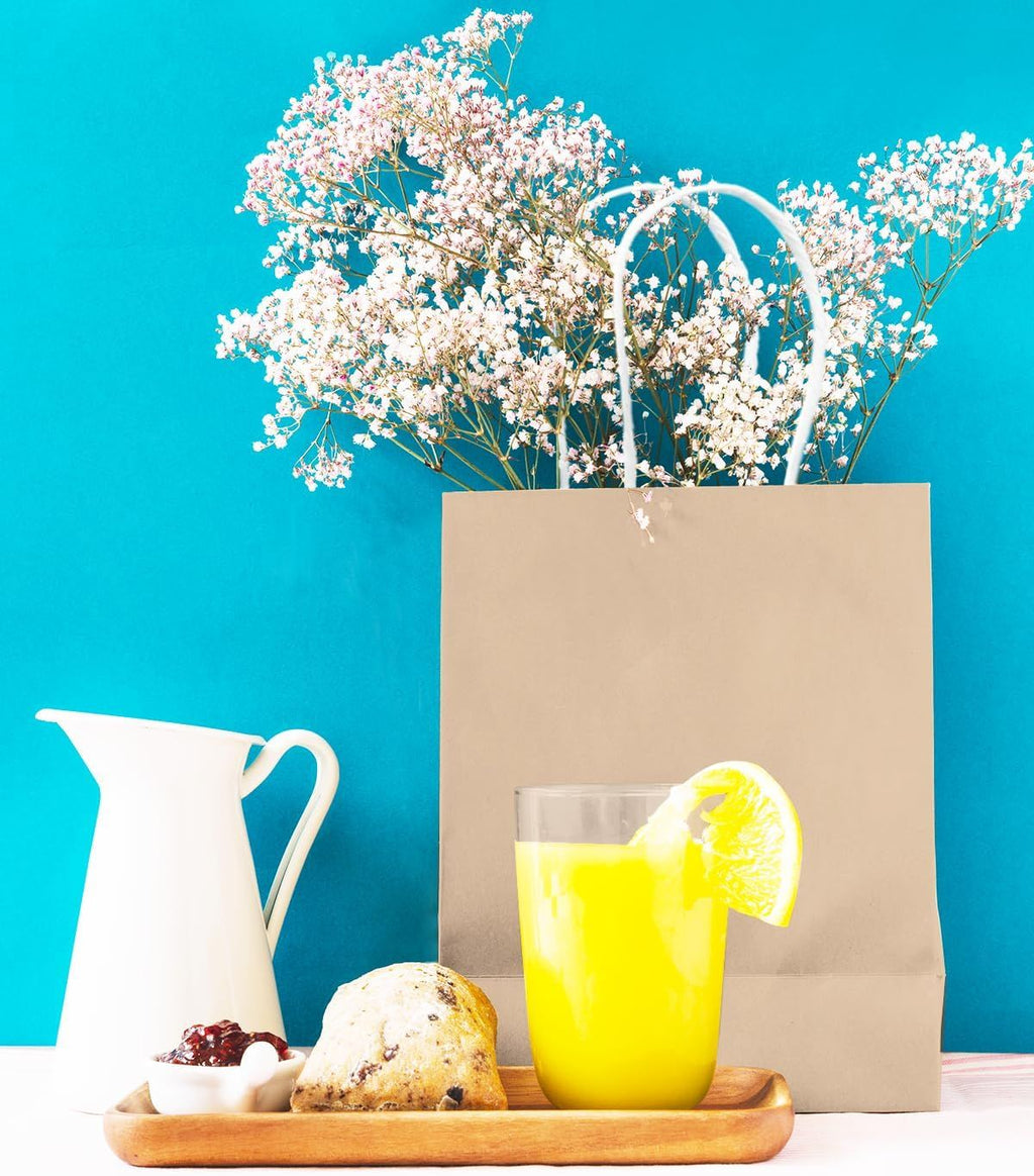30PCS Medium Gift Bag with Handles Bulk 11"x5"x8" Gift Bags Almond Yellow Bags Multiple Uses (Medium Size)