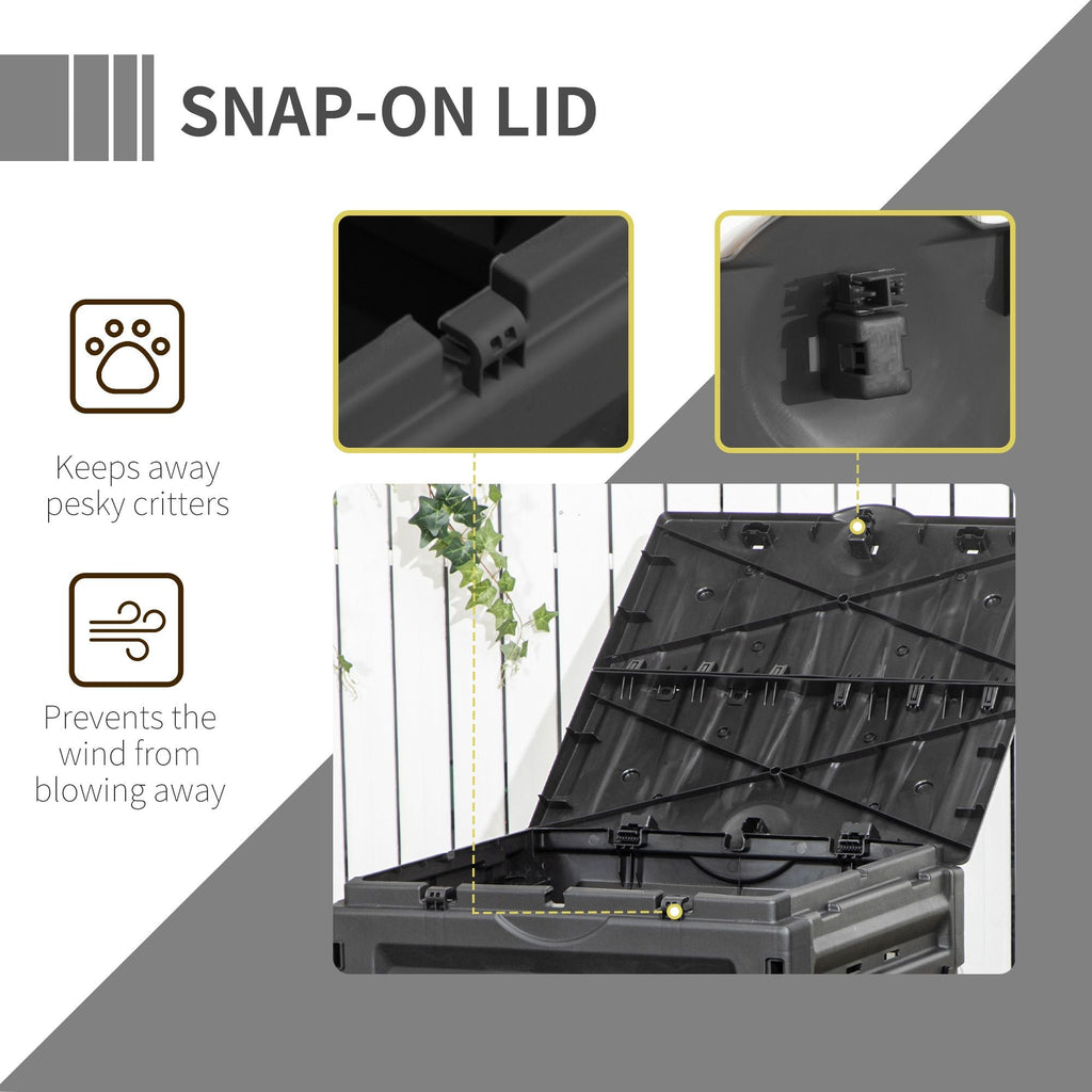 Compost Bin, Garden Composter with 80 Vents and 2 Sliding Doors, 120 Gallon (450L), Black