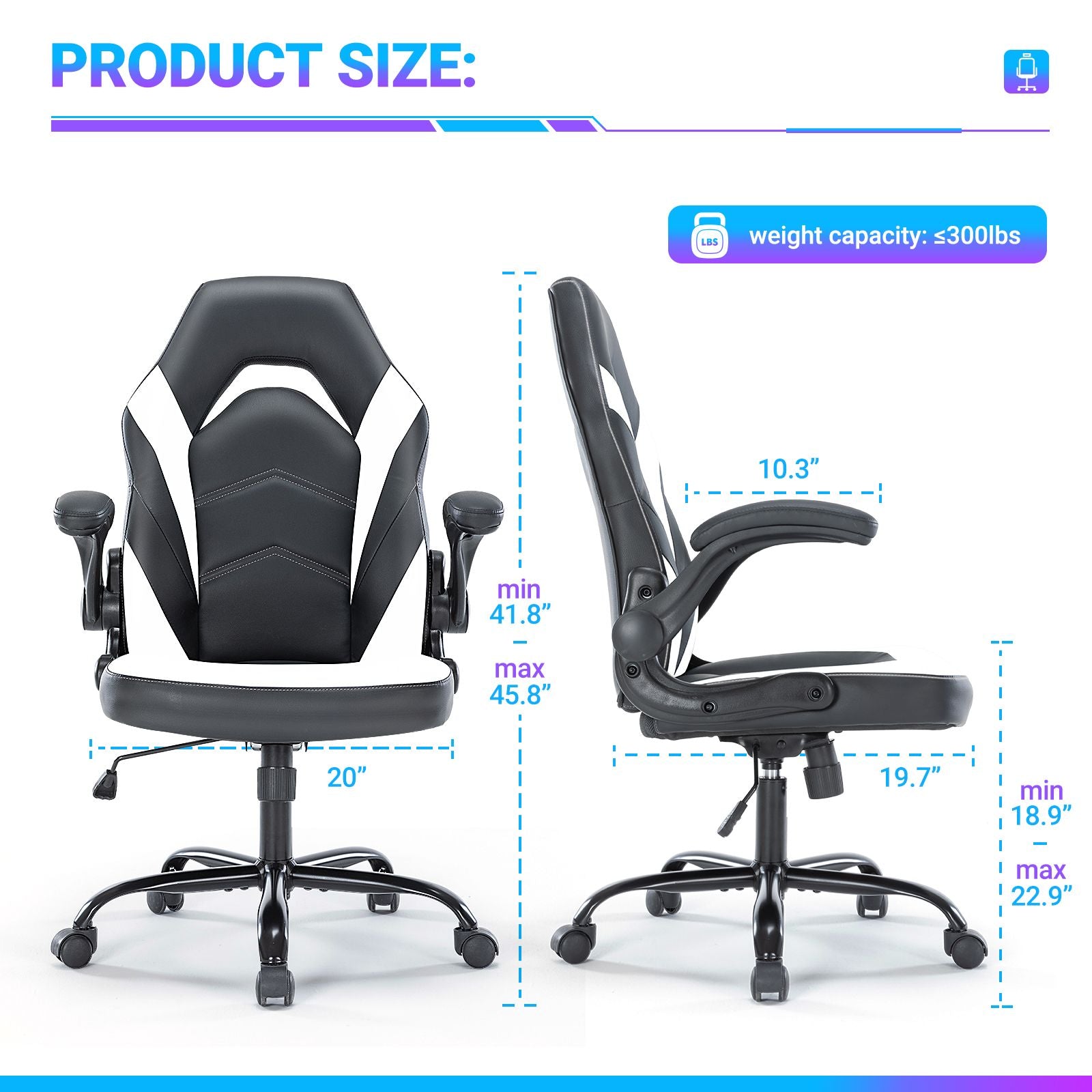 Ergonomic Office Computer Home Gaming Desk Chair Adjustable PU Leather Racing Chair Flip-up Armrest For Christmas Furniture