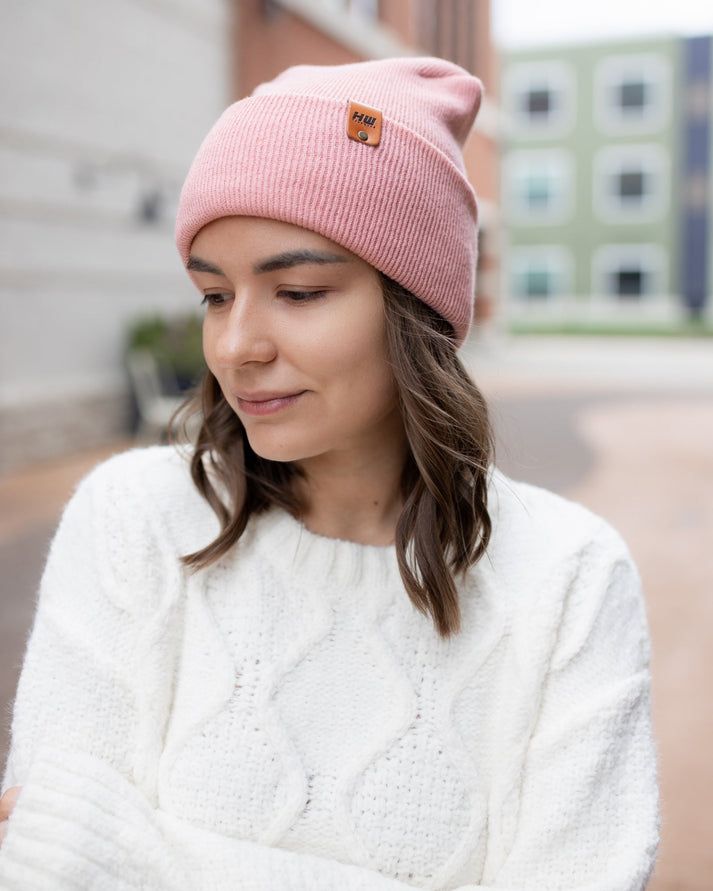 HAAKWEAR Theta-Stitch Cuffed Beanie - Designed and Made in USA (Patent Pending Design) - Pearl Pink