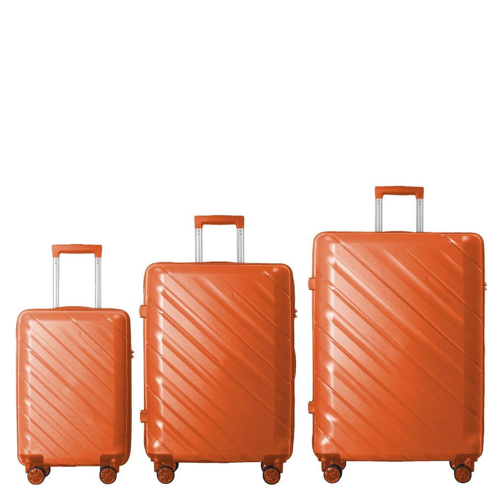 3-Piece Luggage Sets (20", 24", 28"), Suitcase with Wheels, Hardside Suitcase With Four Spinner Wheels and Scratch-Resistant Surface, Orange