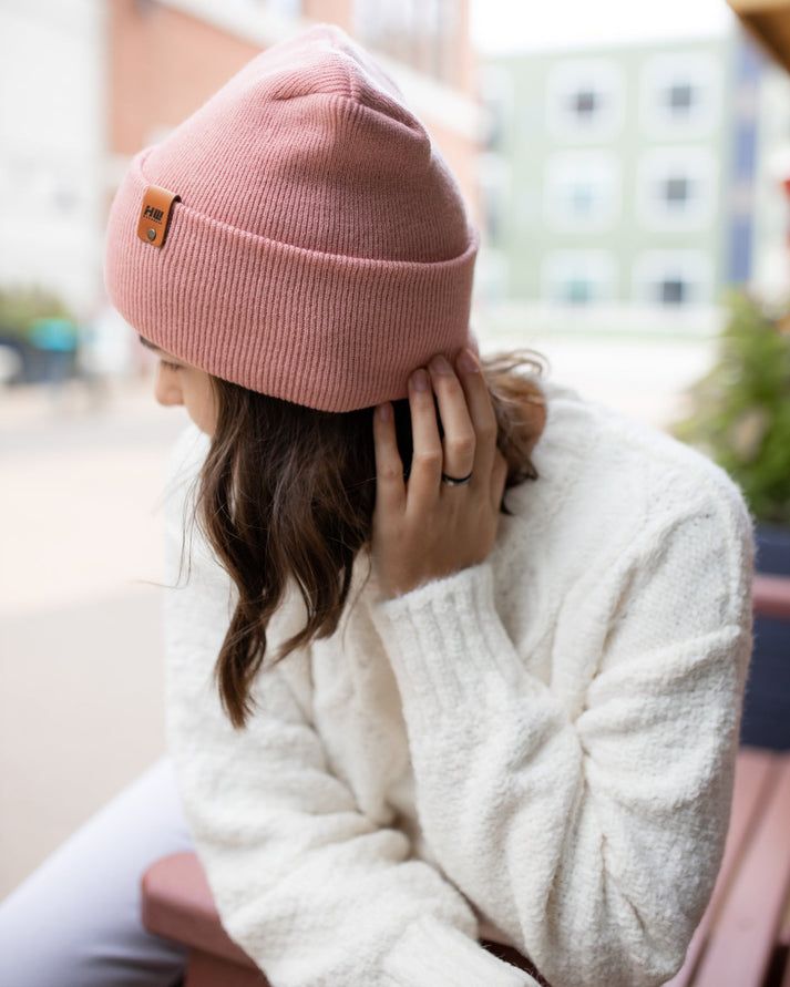 HAAKWEAR Theta-Stitch Cuffed Beanie - Designed and Made in USA (Patent Pending Design) - Pearl Pink
