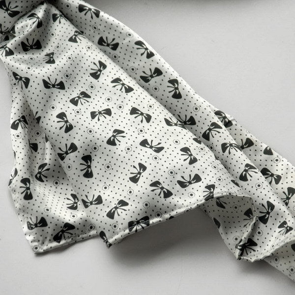 Blando White Lovely Bowknot Design Natural Elegant Silk Scarf/Wrap/Shawl(Large)