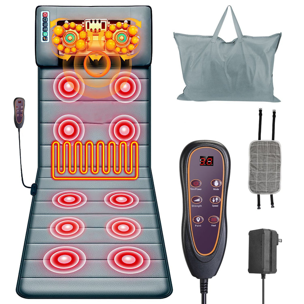 Full Body Electric Massage Mat with Heat Vibration Massage Pad Cushion Back Massage Mattress Chair Pad with Neck Massage Pillow with 10 Vibration Moto