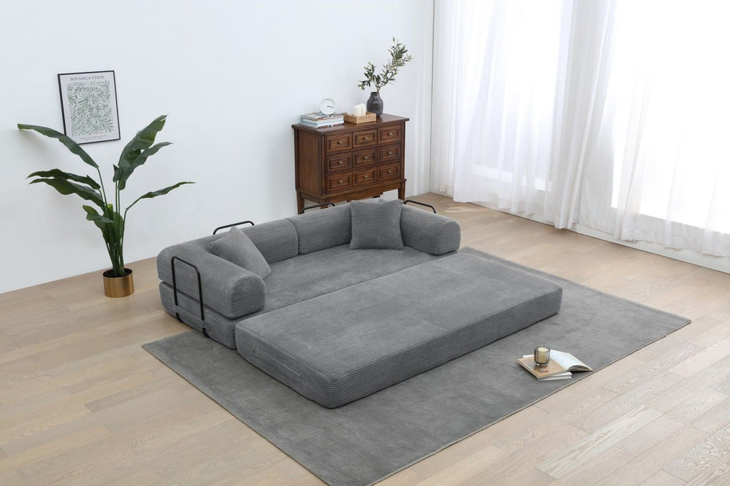 Foldable Sofa Bed, 77.9'' Folding Floor Couch, Compressed Convertable Sleeper Sofa, Memory Foam Couch with Pillow Back Support Armrest, 4-in-1 Futon Sofa Bed for Living Room, Army green