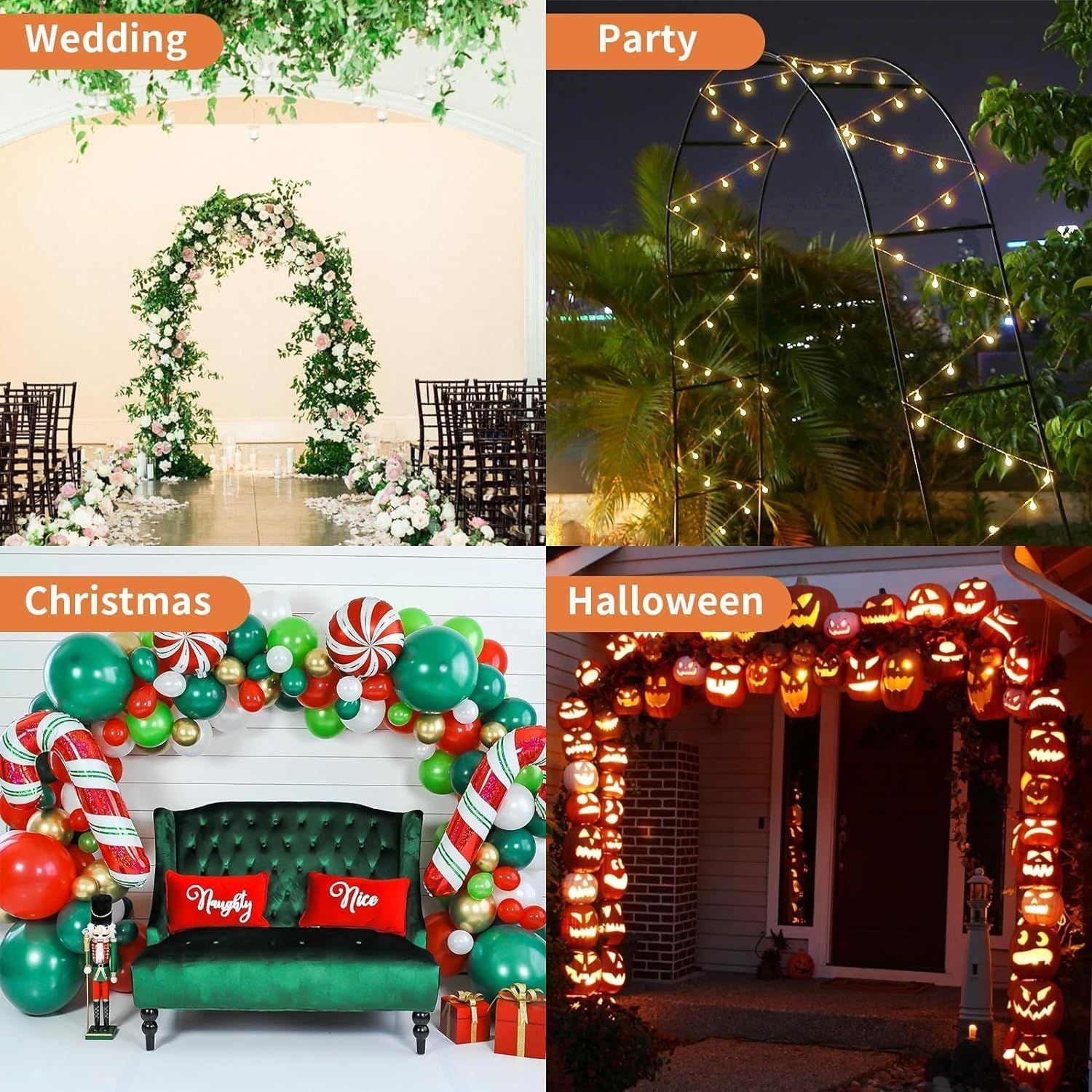 78"H x 45"W Metal Garden Arch Trellis; Adjustable Arbor Trellis for Garden Climbing Plants Support or Wedding Decor,Black