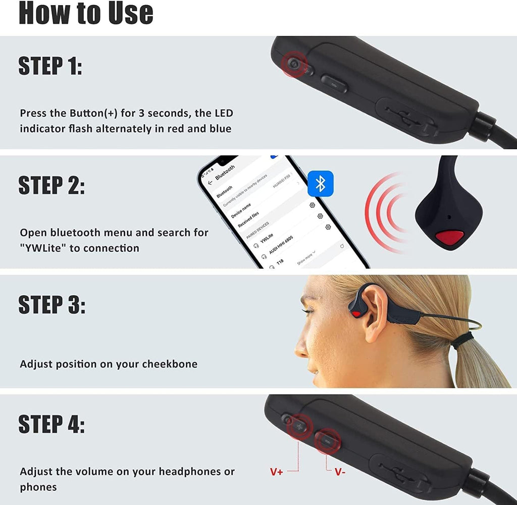 Sport Wireless Bone Conduction Earphones – Open-Ear Safety Design, IPX6 Sweat-proof, 8 Hrs Call