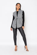 Sleeveless Wool Belted Blazer