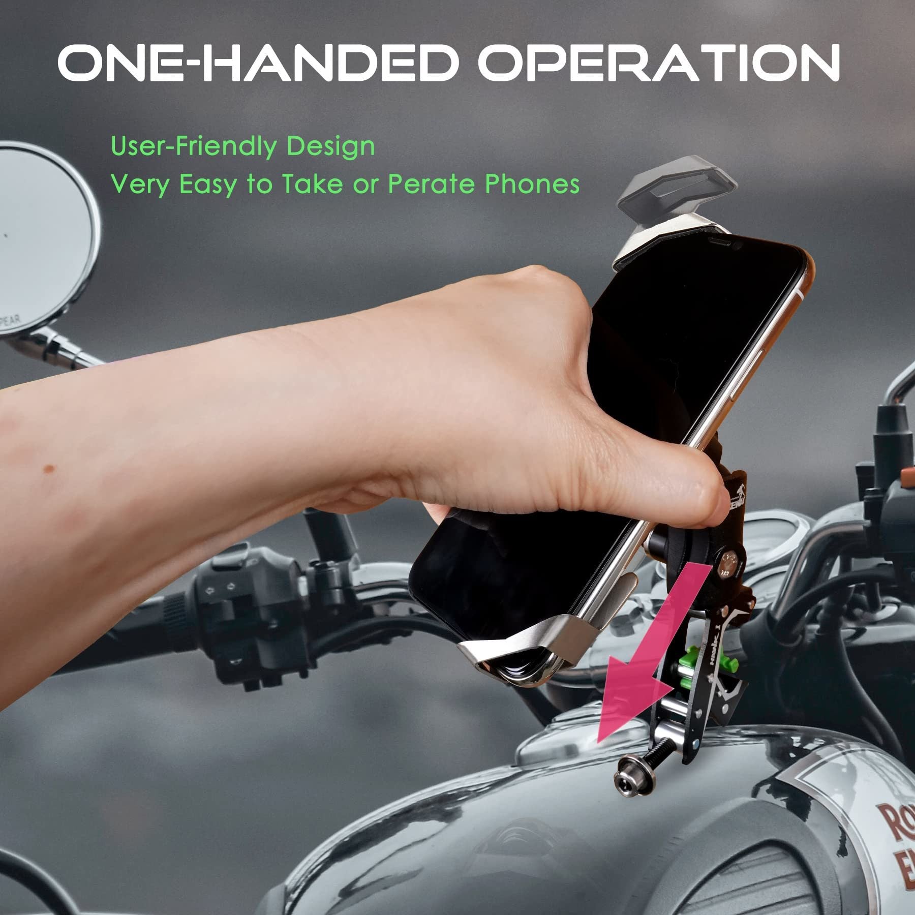 TAKEWAY Clampod HAWK1-PH05-ANV Anti-Vibration Phone Mounts Holder, Motorcycle Handlebar Clamp Base, Adjustable, Stable, Double Socket Arm with 360° Rotation Ideal for All iPhone and Any Cell Phone