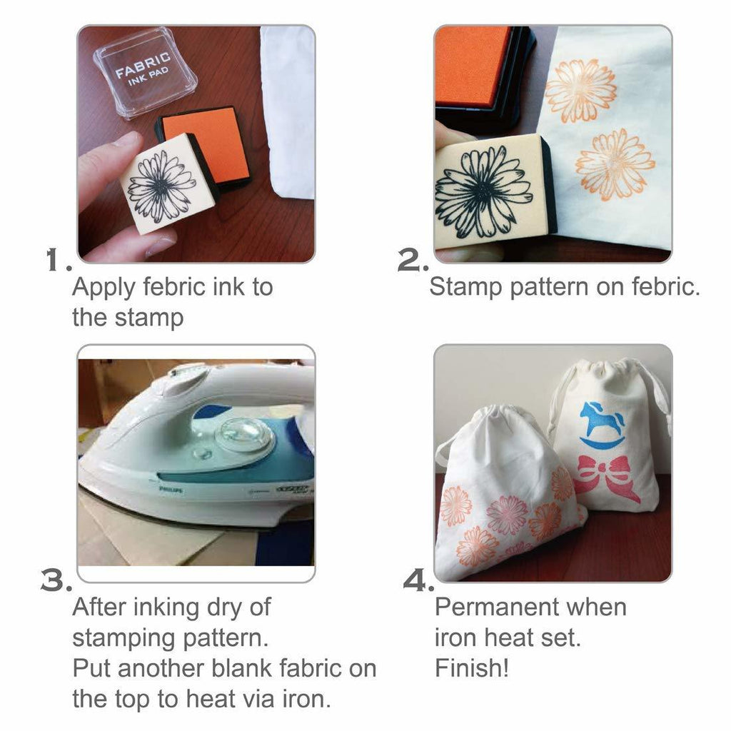 Stamp Pad;  Fabric Ink Pad Stamps Set;  5 Colors Non-Toxic Pigment Ink Pad for Stamps;  Rubber Stamps;  Card Making Supplies;  Wood;  Fabric and Paper Surface. Stamps for Crafts (5 Pack)